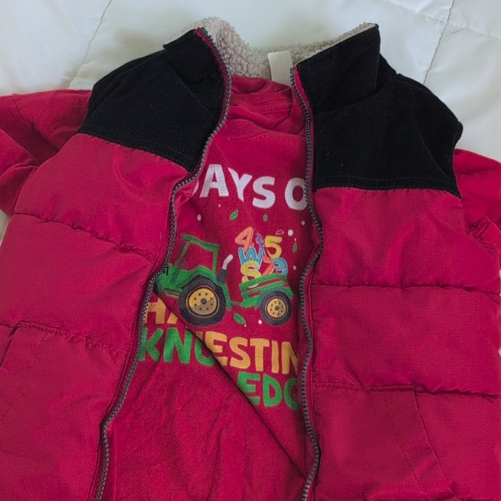 Red '100 Days of Harvesting Knowledge' Graphic Tee & Carter's Vest